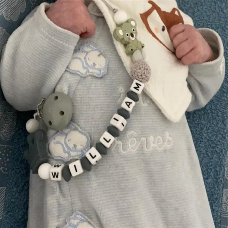 BlackPluss - Personalized Name Baby Pacifier Clips Koala Pacifier Chain