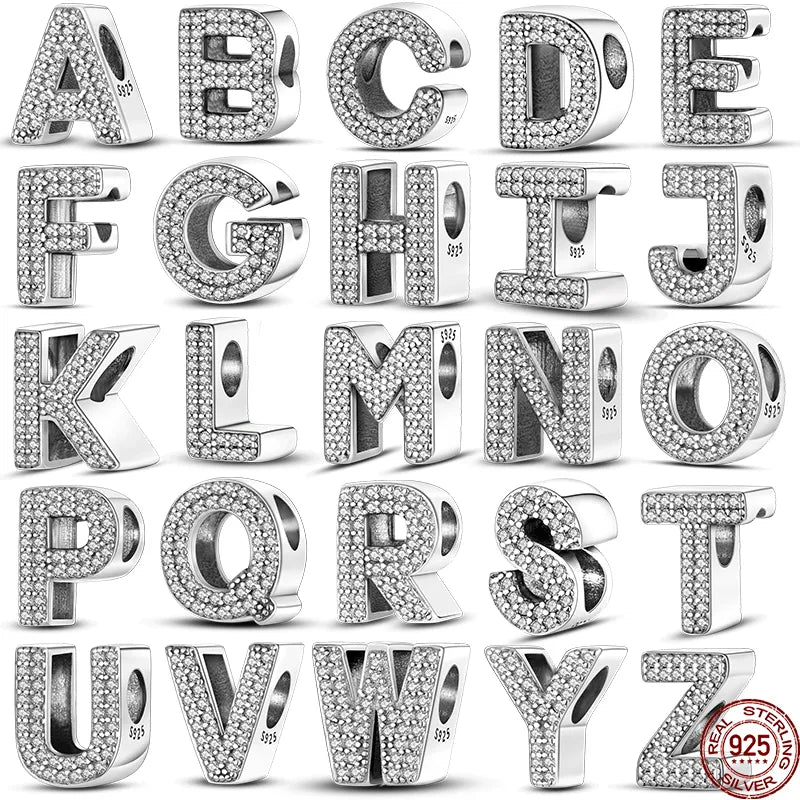 BlackPluss - 925 sterling silver charms original fit pandora original bracele silver Classic 26 letters beads charm diy women pendan jewelry