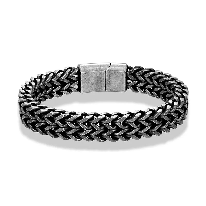 BlackPluss - Stainless Steel Chain Men Bracelet Punk Hand Accessories Magnetic Clasp
