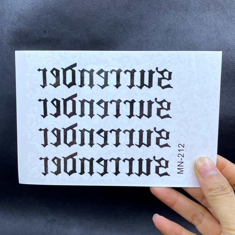 BlackPluss - Waterproof Temporary Tattoo Sticker Black English Letters.