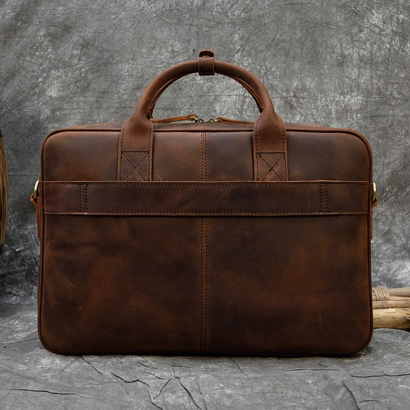 BlackPluss - Briefcase Genuine Leather Laptop Bag 15.6" PC