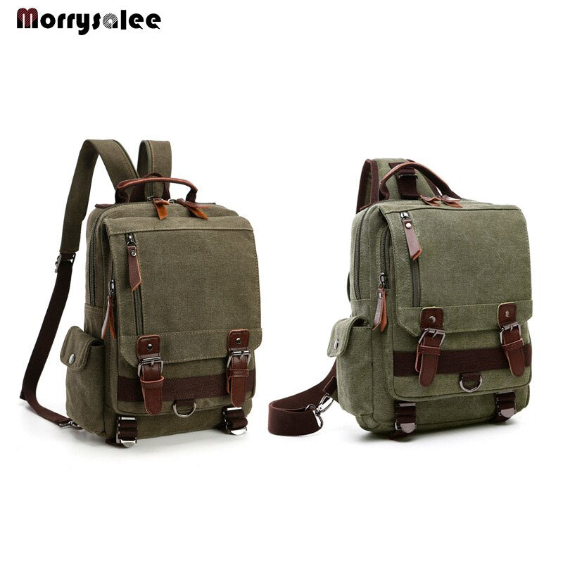 Black Pluss - Canvas Bag Men Bag Retro Shoulder Solid Color Zipper.