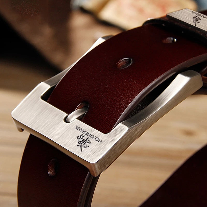BlackPluss - Leather For Men's High-Quality Buckle Jeans Cowskin Casual Belts.