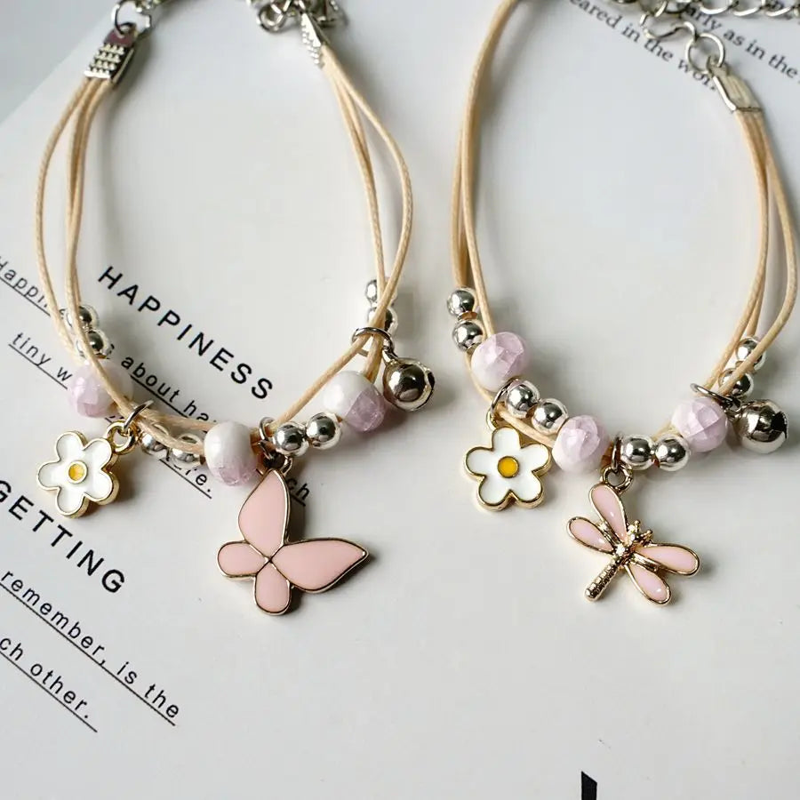 BlackPluss - Pink Butterfly Bracelets Fashion Jewelry Character String Of Female Friends Gifts #YXS43