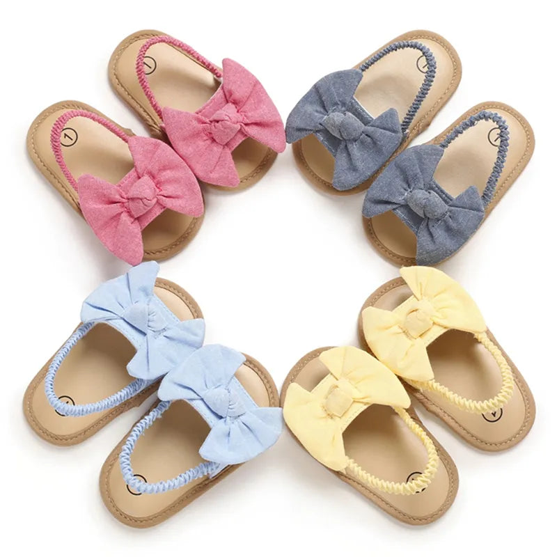 BlackPluss - 0-18M Summer Newborn Baby Girls Boys Sandals Shoes Butterfly Flat With Heel Soft Cork Shoes 4 Colors