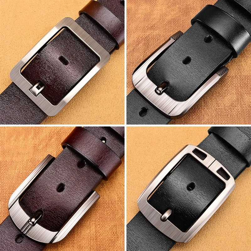 BlackPluss - Leather For Men's High-Quality Buckle Jeans Cowskin Casual Belts.