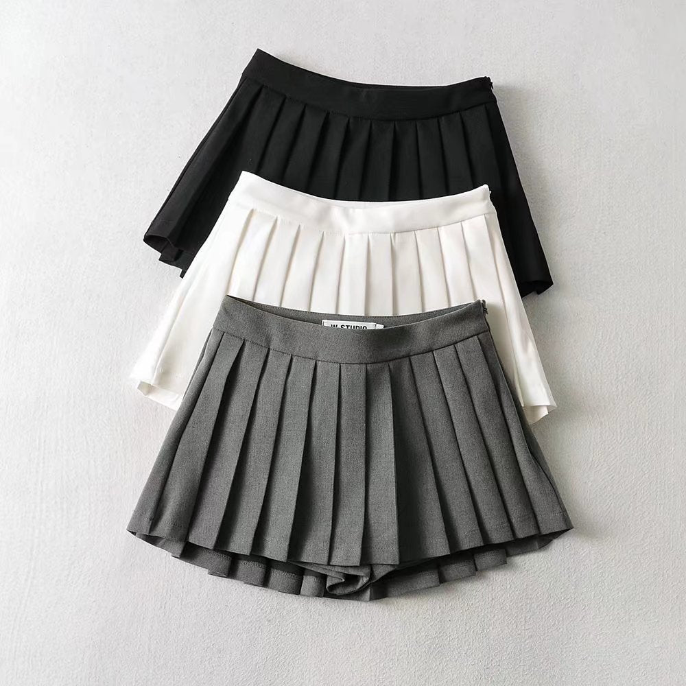 BlackPluss - Mini Skirts Vintage Black Skirt Korean Tennis Skirts White Short Skirt Casual