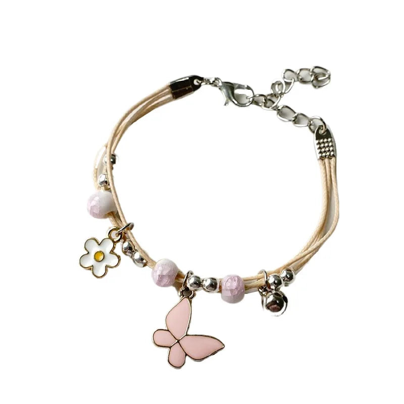 BlackPluss - Pink Butterfly Bracelets Fashion Jewelry Character String Of Female Friends Gifts #YXS43
