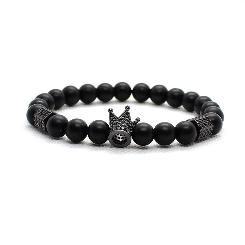 BlackPluss - Bracelet Men Accessories Matte Oxyn Stone Beads Skull Erkek Bileklik .