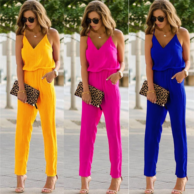 BlackPluss - Jumpsuits Women Holiday Casual Sleeveless Fashion Ladies Solid Color.