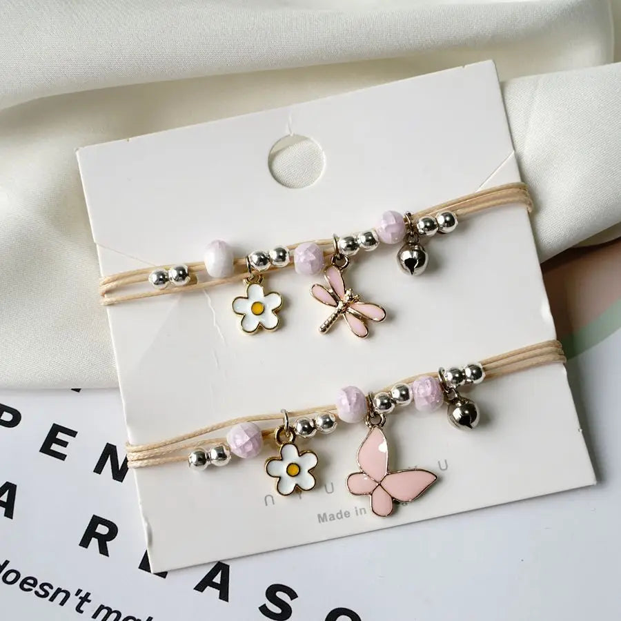 BlackPluss - Pink Butterfly Bracelets Fashion Jewelry Character String Of Female Friends Gifts #YXS43