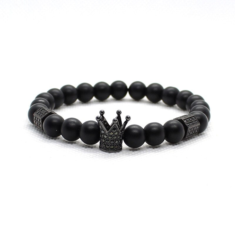 BlackPluss - Bracelet Men Accessories Matte Oxyn Stone Beads Skull Erkek Bileklik .
