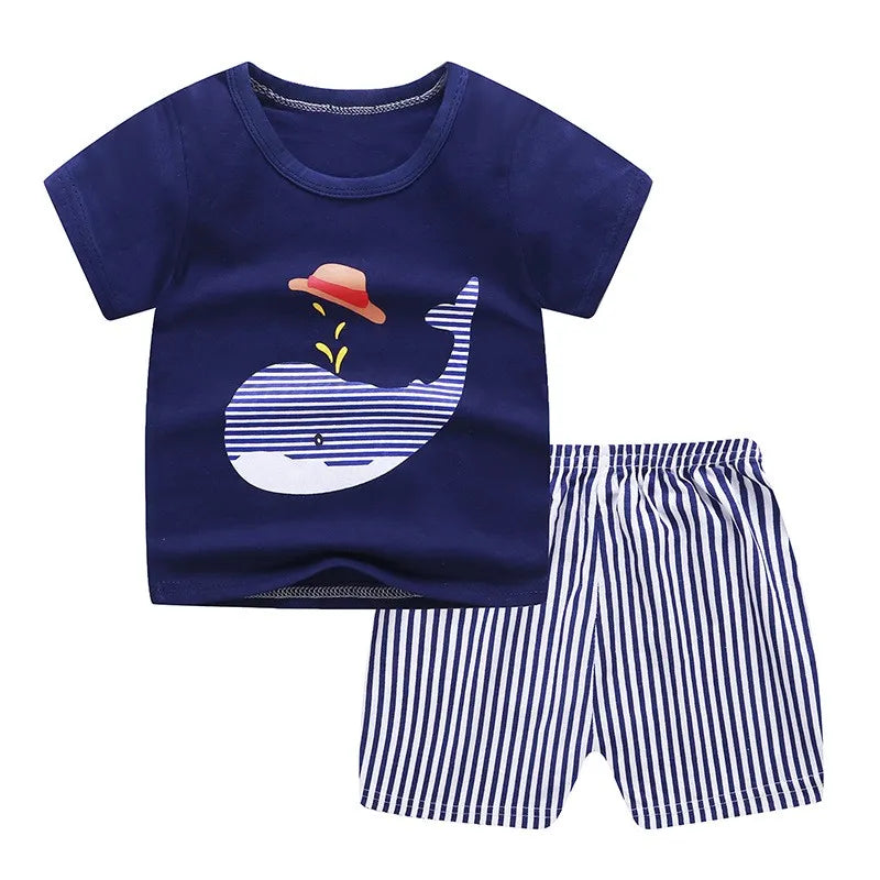 BlackPluss - Deisgner Baby Boy Clothes Sport Clothing Tracksuit Active Striped Tshirt +shorts Baseball Football Clothes Toddler Clothing Sets