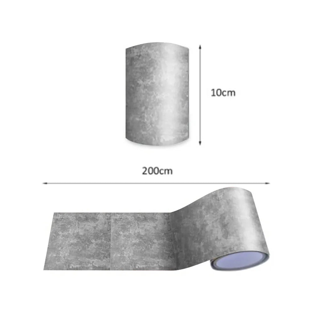 BlackPluss - 10x200cm Gray Grunge Wall Border Wall Stickers Self-Adhesive Peel & Stick Waterproof Vinyl Home Decor Bathroom Kitchen