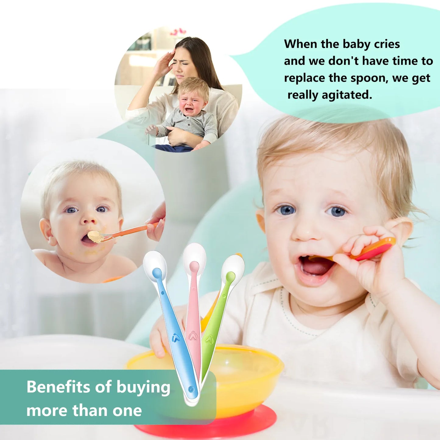BlackPluss - Silicone Soft Spoon Training Feeding Spoons for Children kids