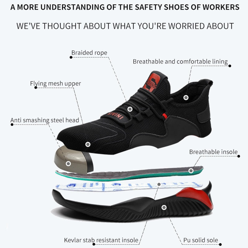 BlackPluss - Shoes Men Safety Work Shoes with Steel Toe Cap Puncture-