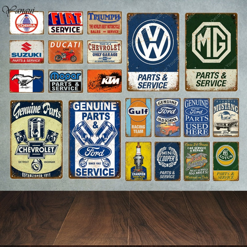 BlackPluss - Classic Motor Car Sales Parts Service Vintage Metal Signs Tin