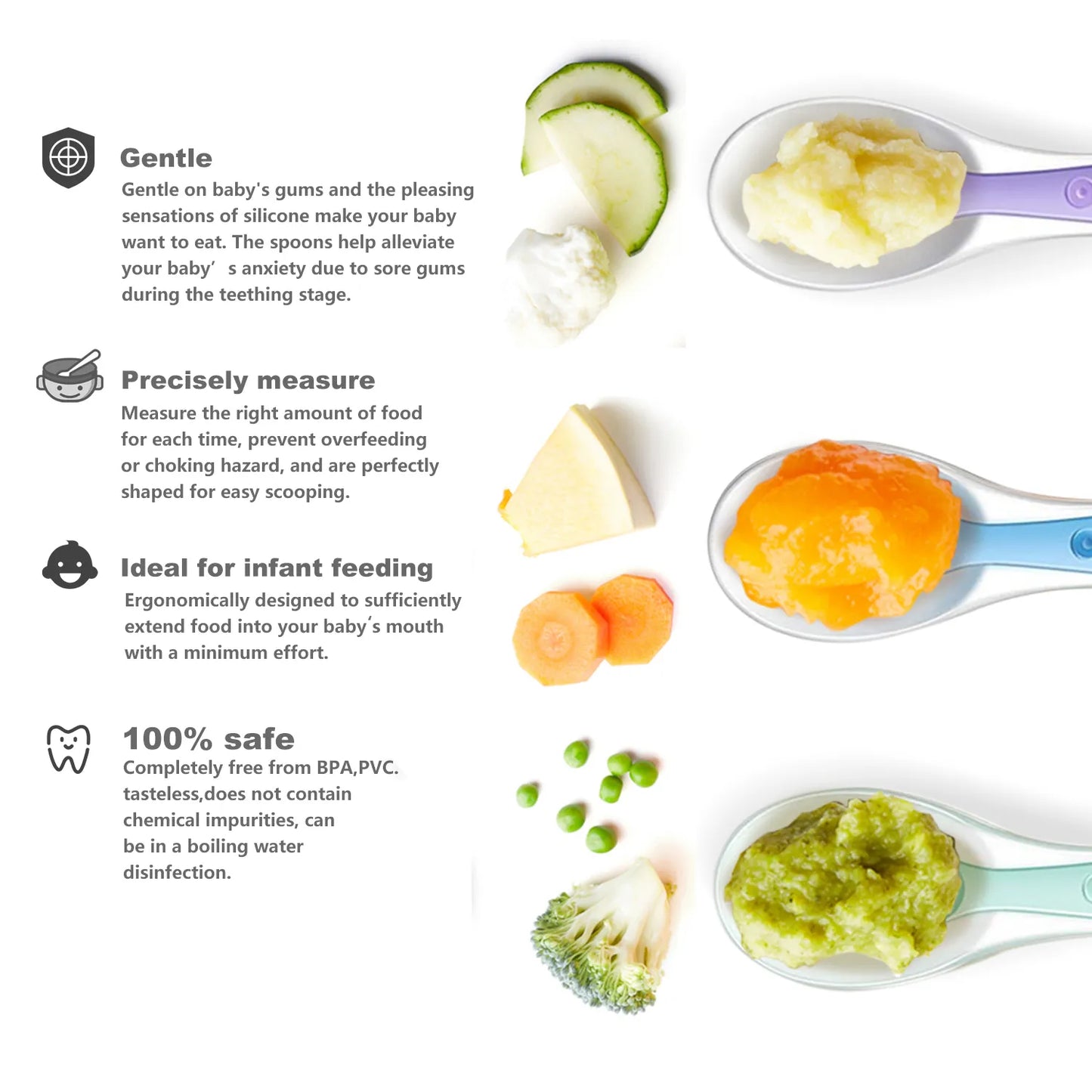 BlackPluss - Silicone Soft Spoon Training Feeding Spoons for Children kids