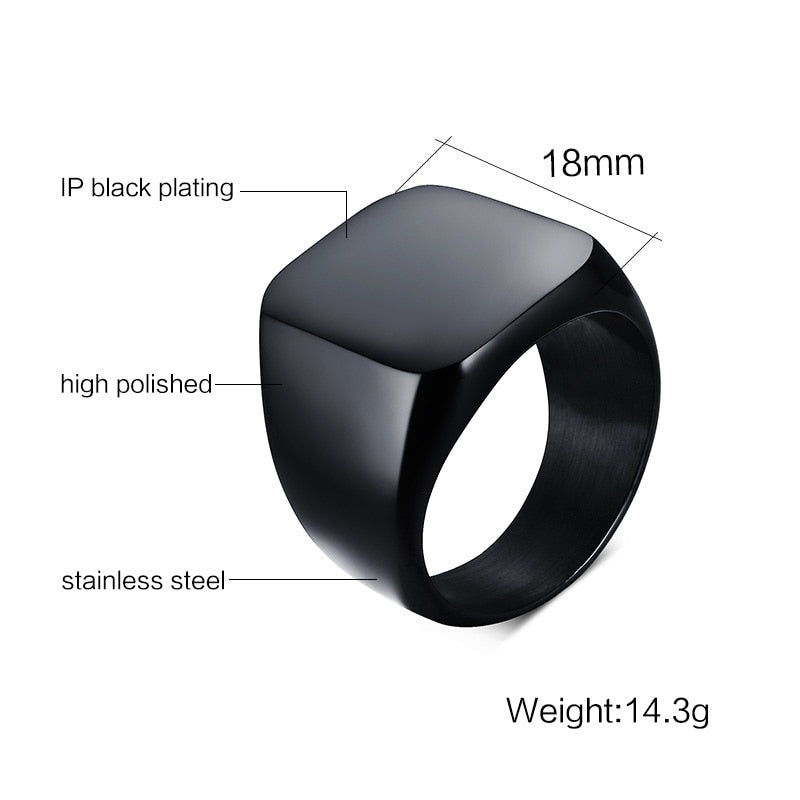 BlackPluss - Men's Black Rock Punk Ring