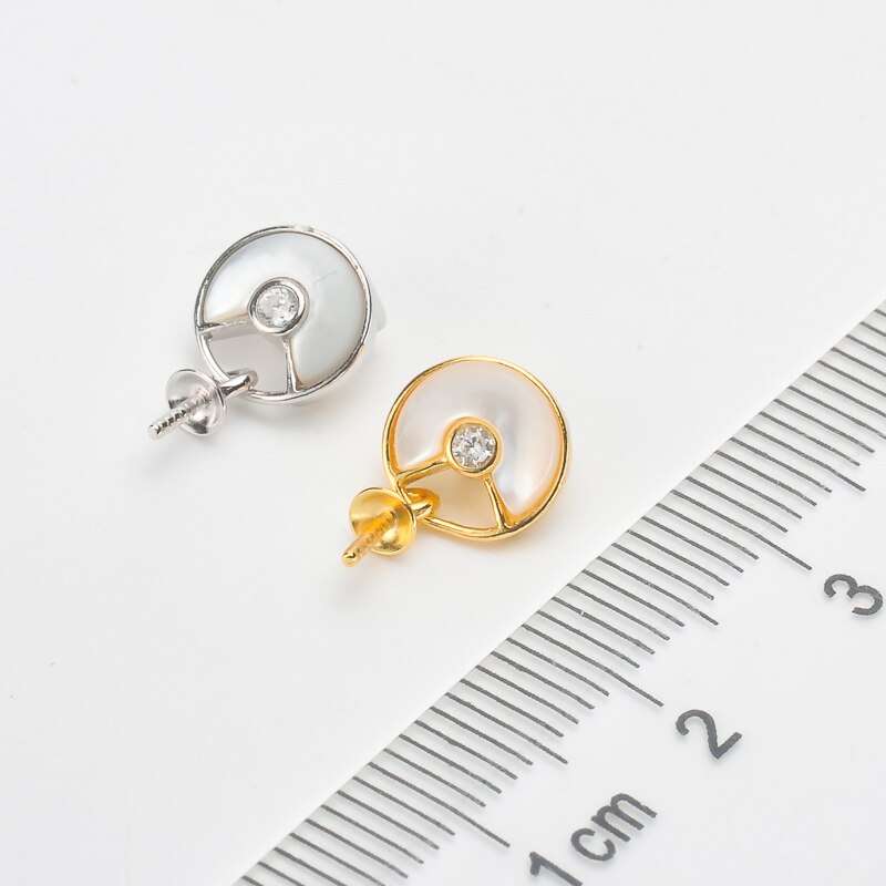 BlackPluss - Elegant Circle Style DIY Pearl Pendant Holder S925 Sterling Silver.