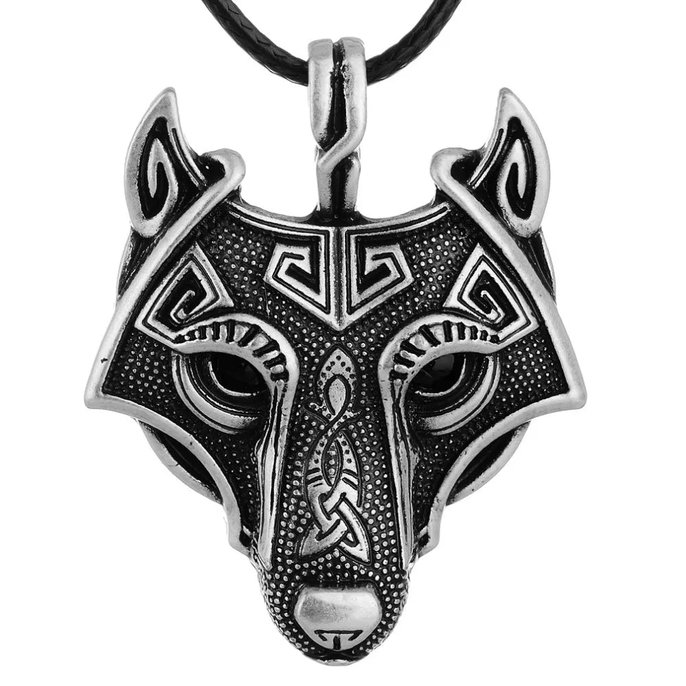 BlackPluss -1pcs Norse Viking Wolf Head Necklace For Men Original Animal Jewelry