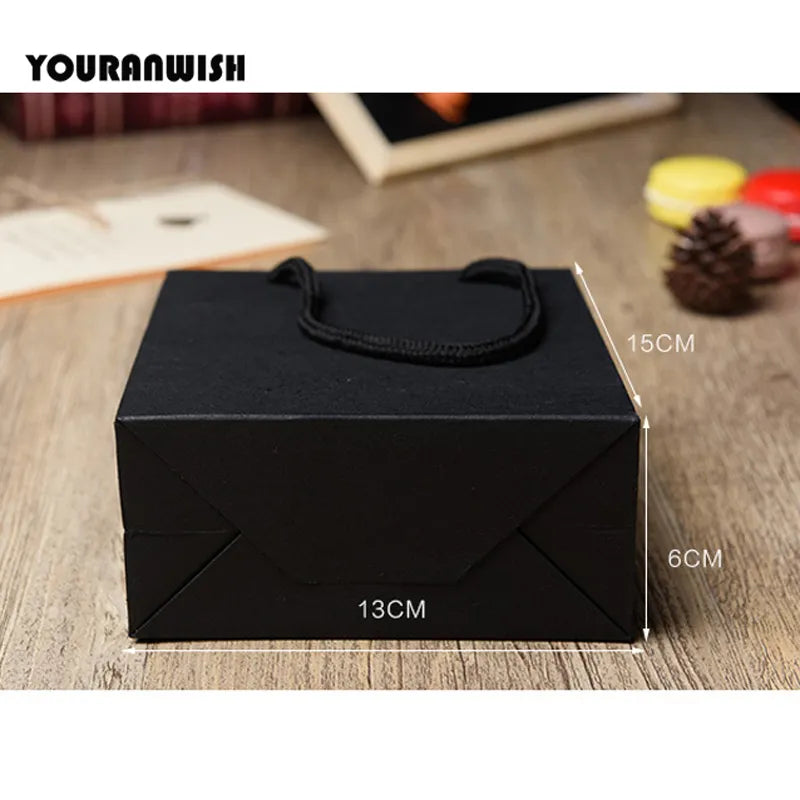 BlackPluss - 10/20pcs/lot White Black Highest Simple Paper Gift Bag Kraft Paper Candy Box With Handle Wedding Birthday Party Gift Package