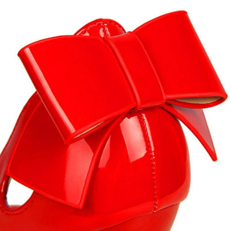 BlackPluss - Spring Patent Leather Fashion Bowtie Women's Shoes Back Heel.