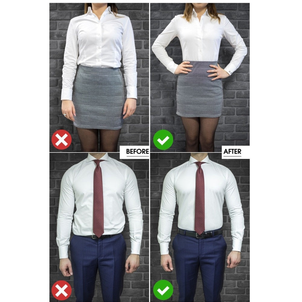 BlackPluss - 1 Pair Men Shirt Stays Belt with Non-slip Locking Clips Keep Shirt Tucked Leg Thigh.