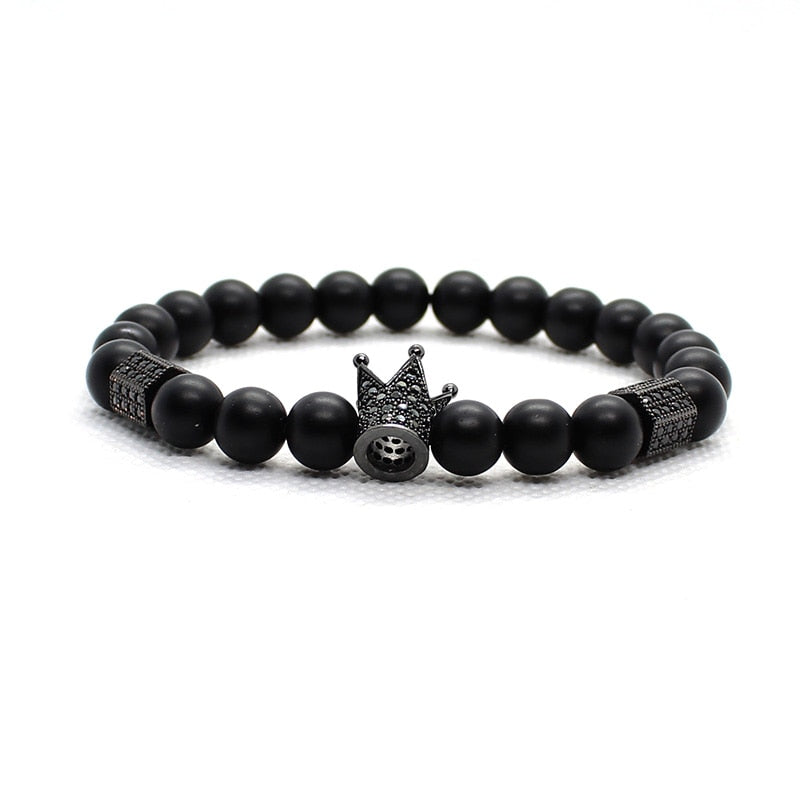 BlackPluss - Bracelet Men Accessories Matte Oxyn Stone Beads Skull.