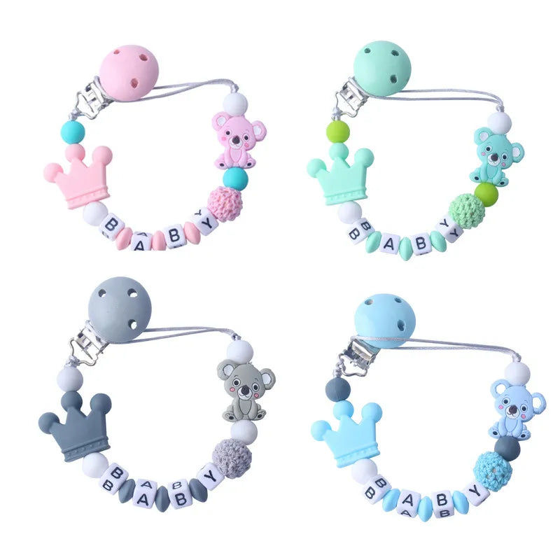 BlackPluss - Personalized Name Baby Pacifier Clips Koala Pacifier Chain