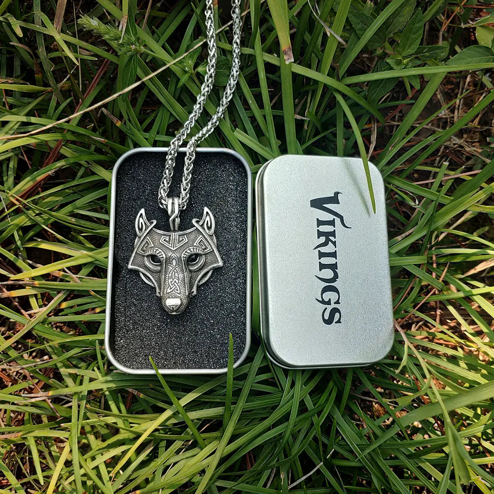 BlackPluss -1pcs Norse Viking Wolf Head Necklace For Men Original Animal Jewelry