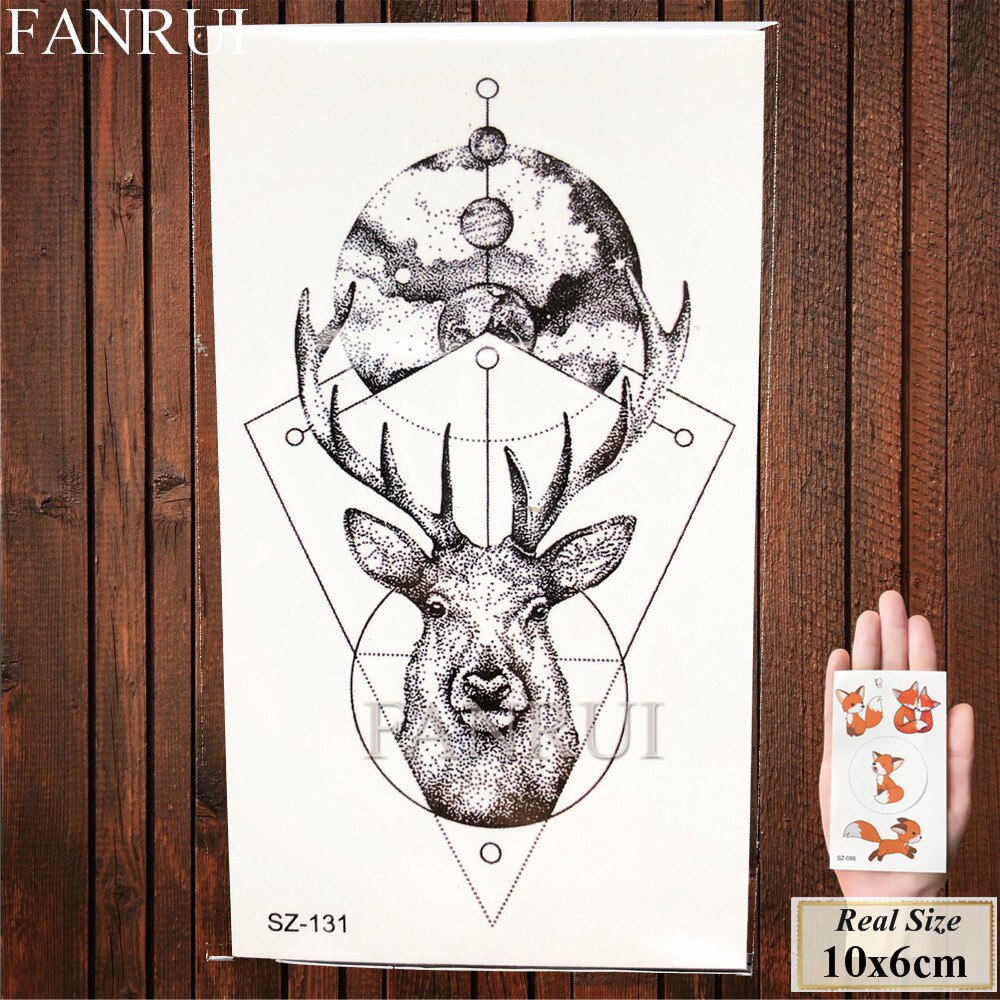BlackPluss - Geometric Totem Dog Wolf Women Arm Art Tattoos Temporary.