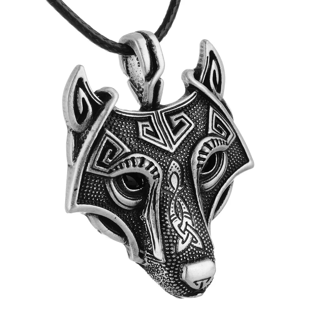 BlackPluss -1pcs Norse Viking Wolf Head Necklace For Men Original Animal Jewelry
