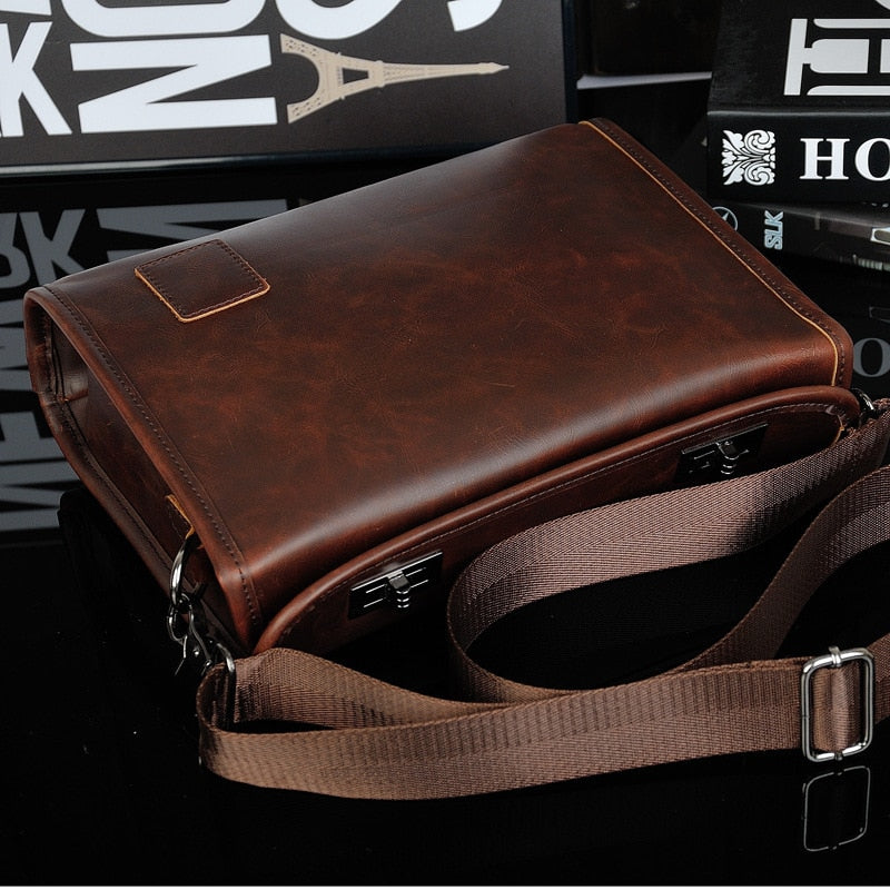 BlackPluss - PU Leather Men Bag Men Messenger Bags Fashion Shoulder Crossbody Bag.