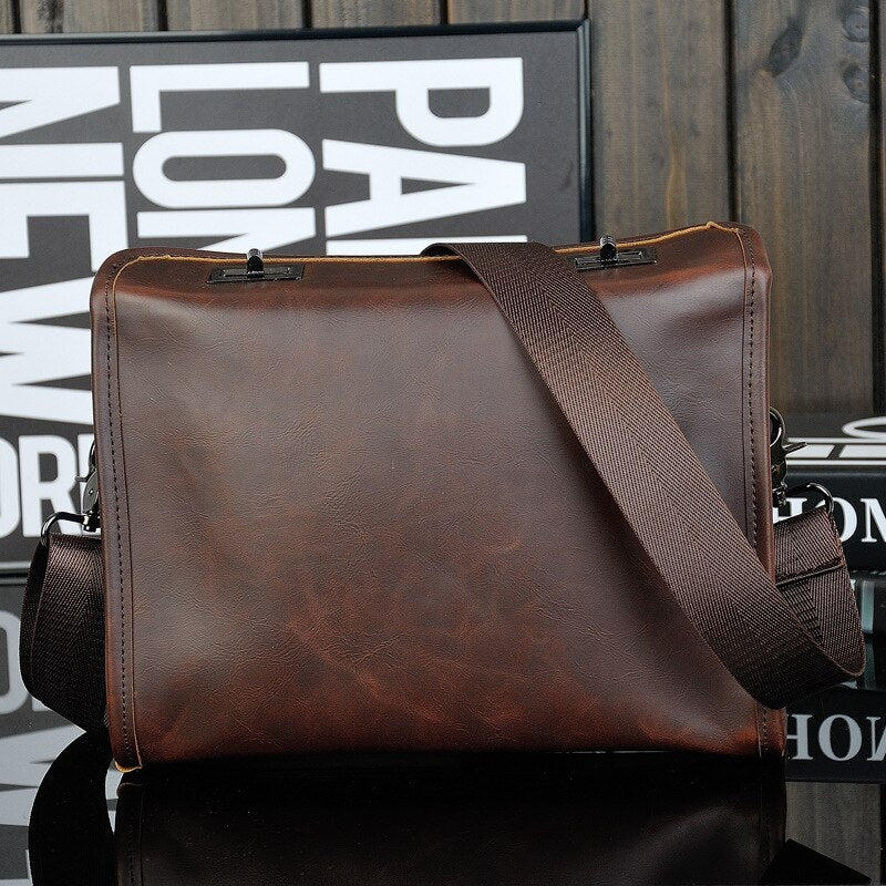 BlackPluss - PU Leather Men Bag Men Messenger Bags Fashion Shoulder Crossbody Bag.