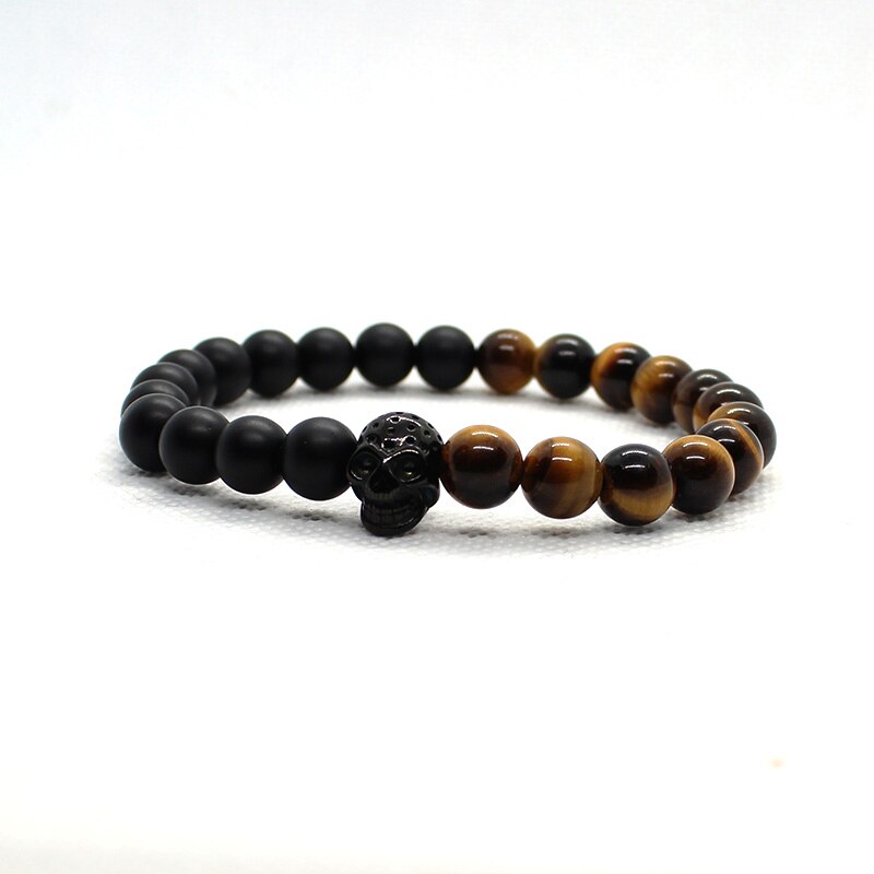 BlackPluss - Stone Beads Bracelet Men Accessories Crown Braclets Handmade.