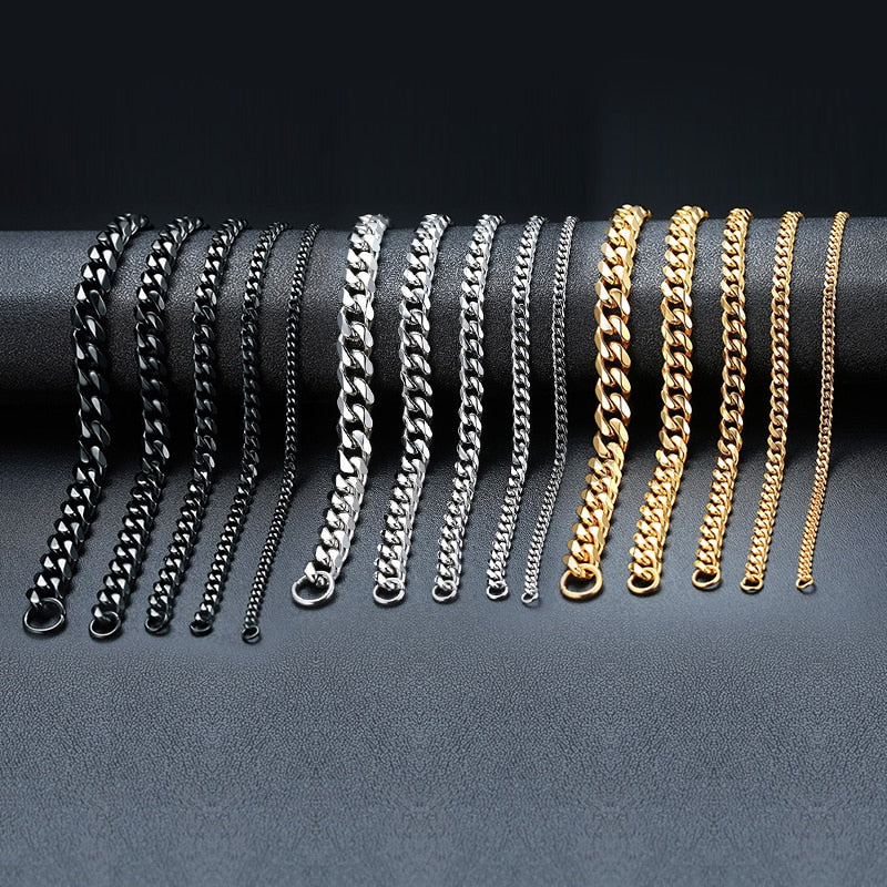 BlackPluss - Bracelet 3-11mm Chunky Miami Curb Chain Stainless Steel