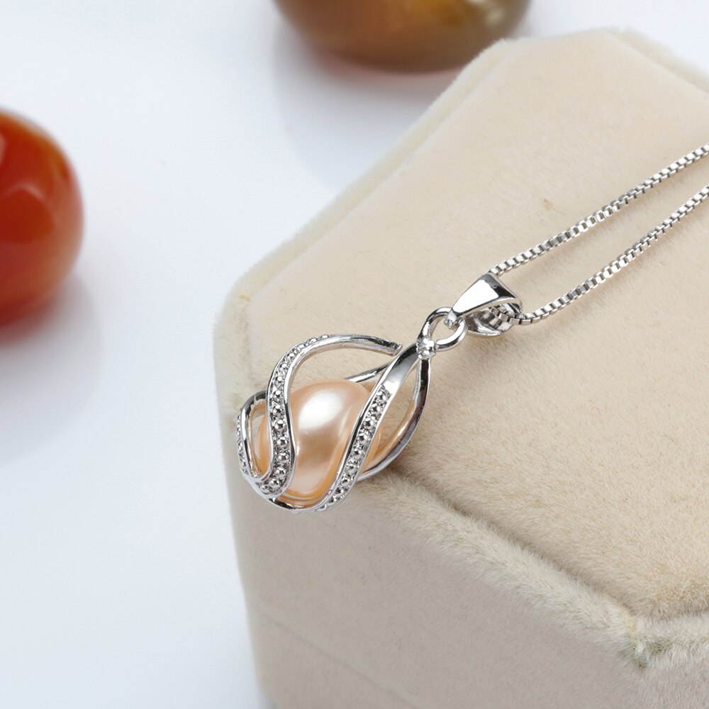 BlackPluss - Freshwater Pearl Cage Pendant For Women Silver 925 Jewelry