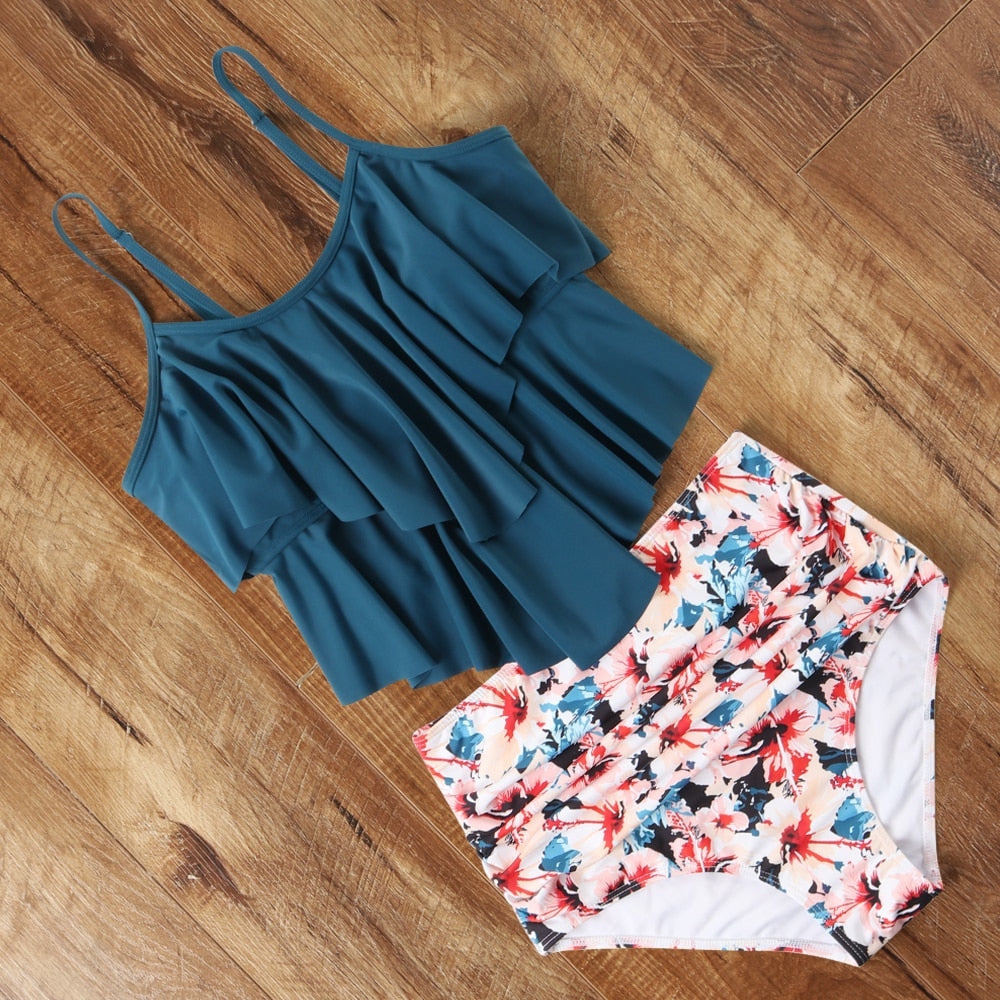 BlackPluss - Set Women 2022 Swimsuit High Waist Tankini Print Bathing