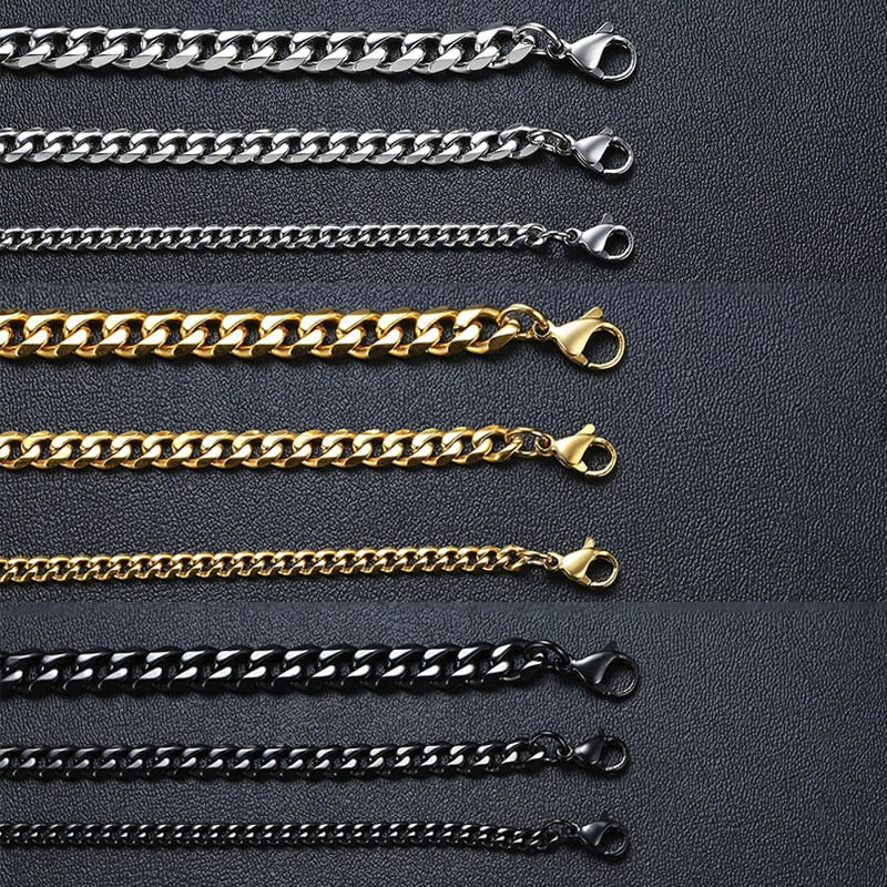 BlackPluss - Bracelet 3-11mm Chunky Miami Curb Chain Stainless Steel