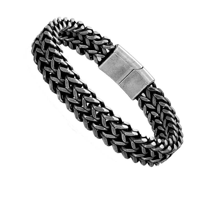 BlackPluss - Stainless Steel Chain Men Bracelet Punk Hand Accessories Magnetic Clasp