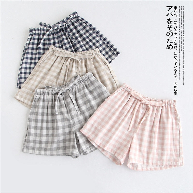 BlackPluss - Cotton gauze shorts Japanese style simple elastic waist.