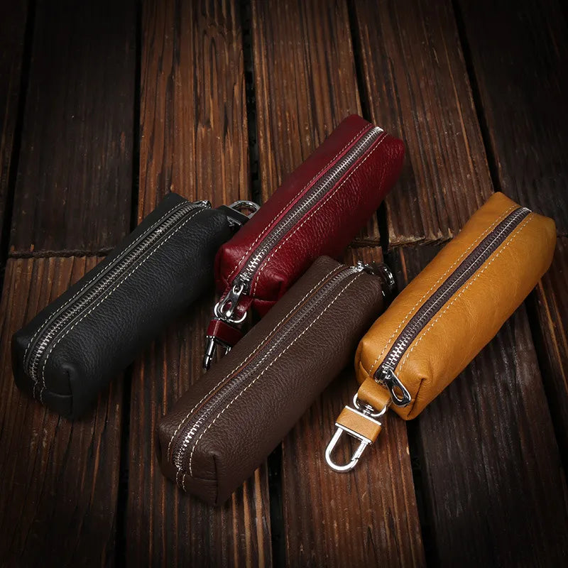 BlackPluss - New Genuine Leather Keychain Men Women Key Holder Organizer Pouch Cow Split Car Long Key Bag Housekeeper Key Case wallet