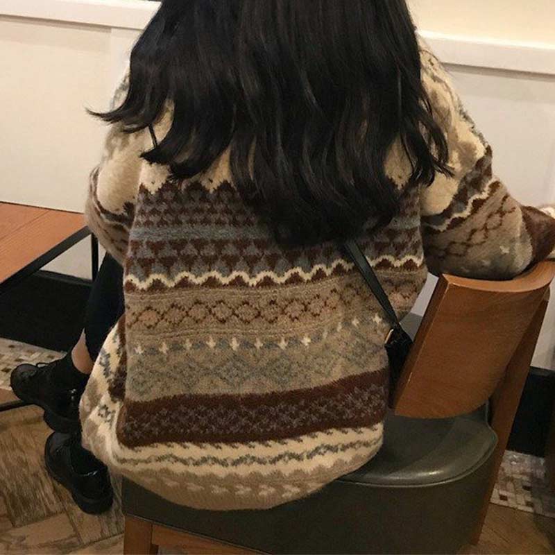 BlackPluss - Vintage Sweaters Women Pullover Winter Striped Jumpers