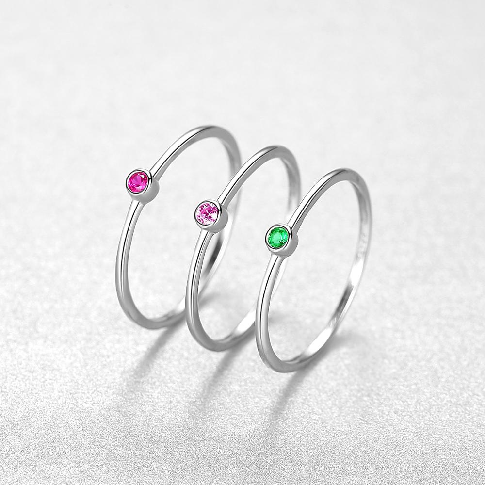 BlackPluss - Real Sterling Silver 925 Ring Green Topaz For Women Thin Circle Gemstone