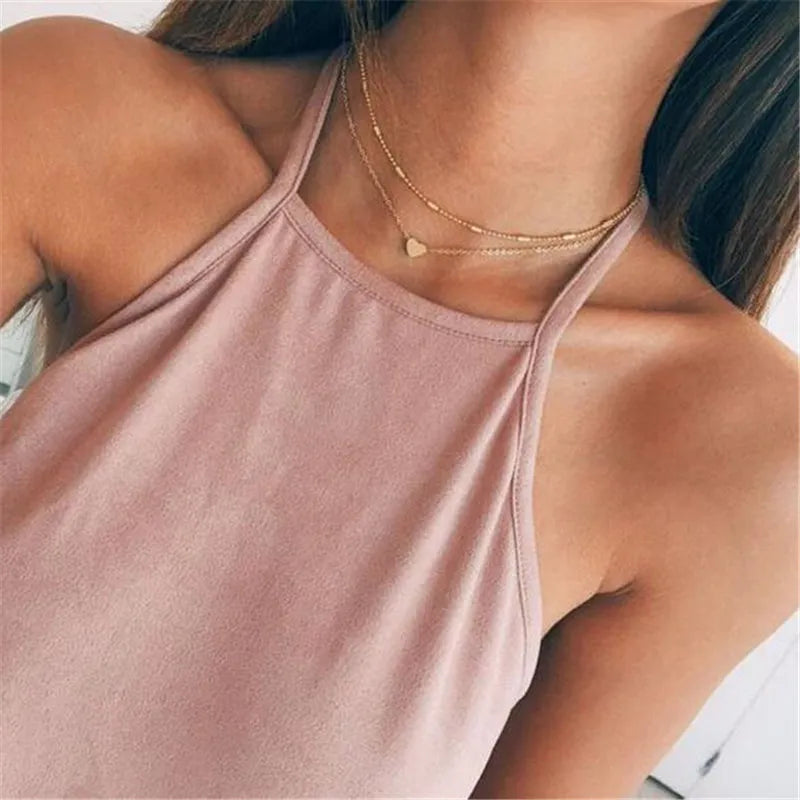 BlackPluss - Tiny Heart Choker Necklace for Women Silver Color Chain Smalll Love.