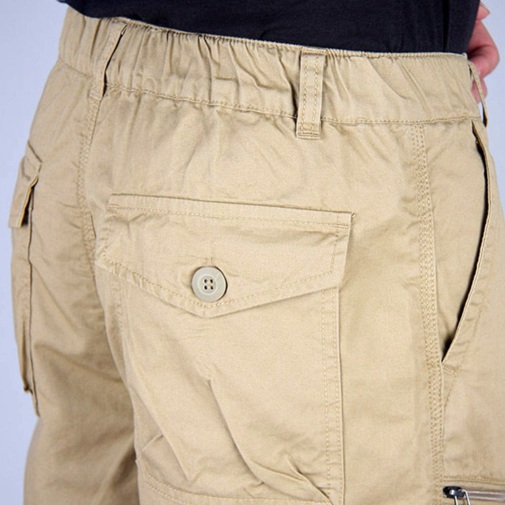 BlackPluss - Summer Men's Casual Cotton Cargo Shorts Overalls Long Length.