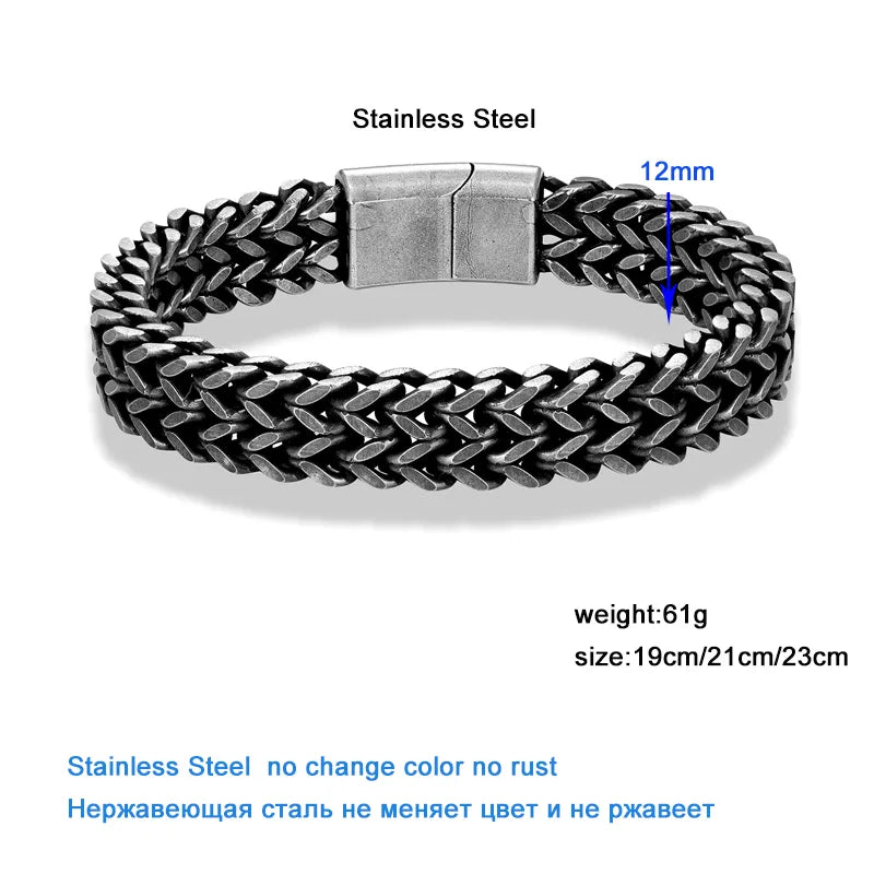 BlackPluss - Stainless Steel Chain Men Bracelet Punk Hand Accessories Magnetic Clasp