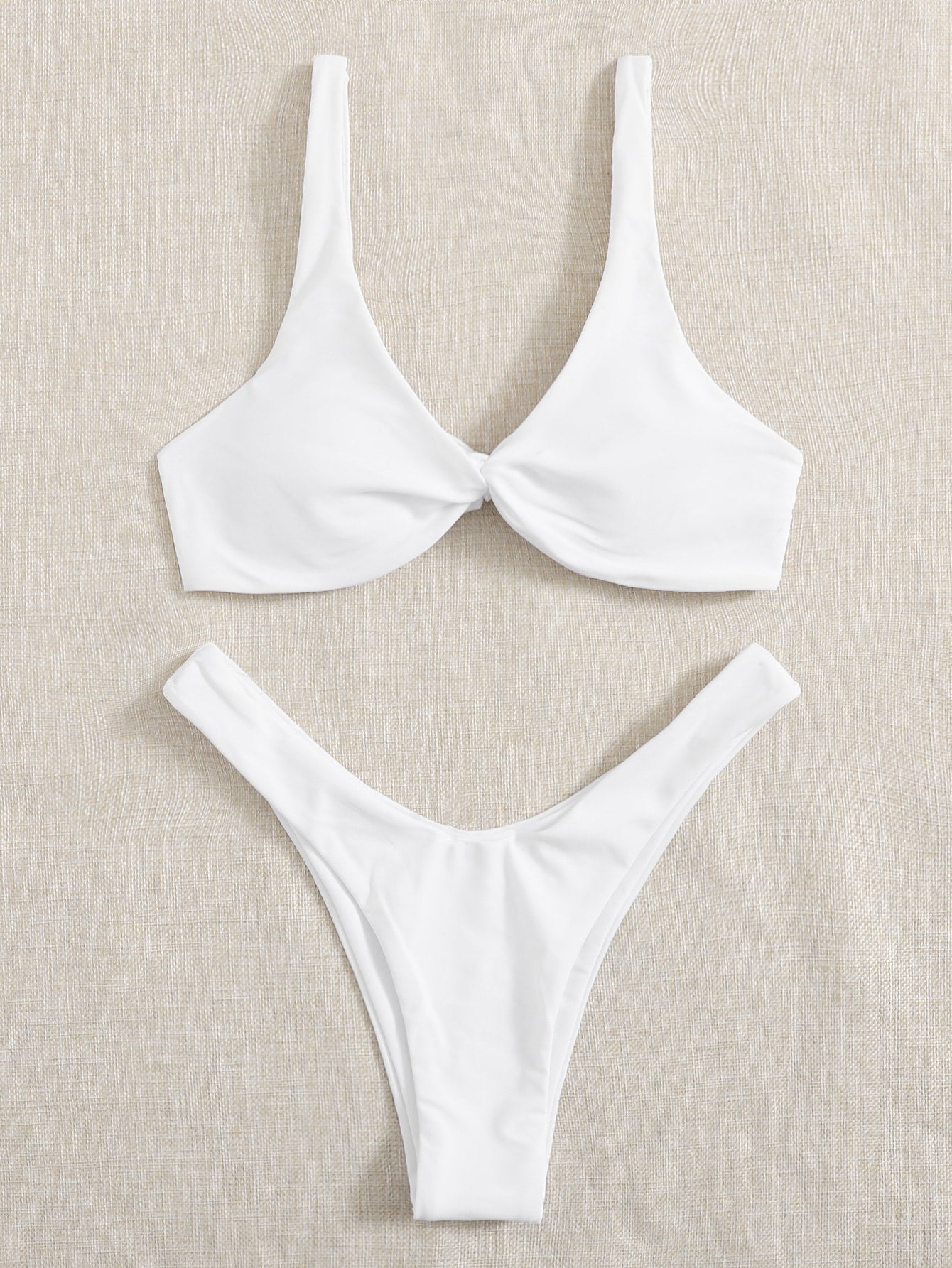 BlackPluss - Solid Tie Bikini Padded Bra High Leg Bandage Push Up
