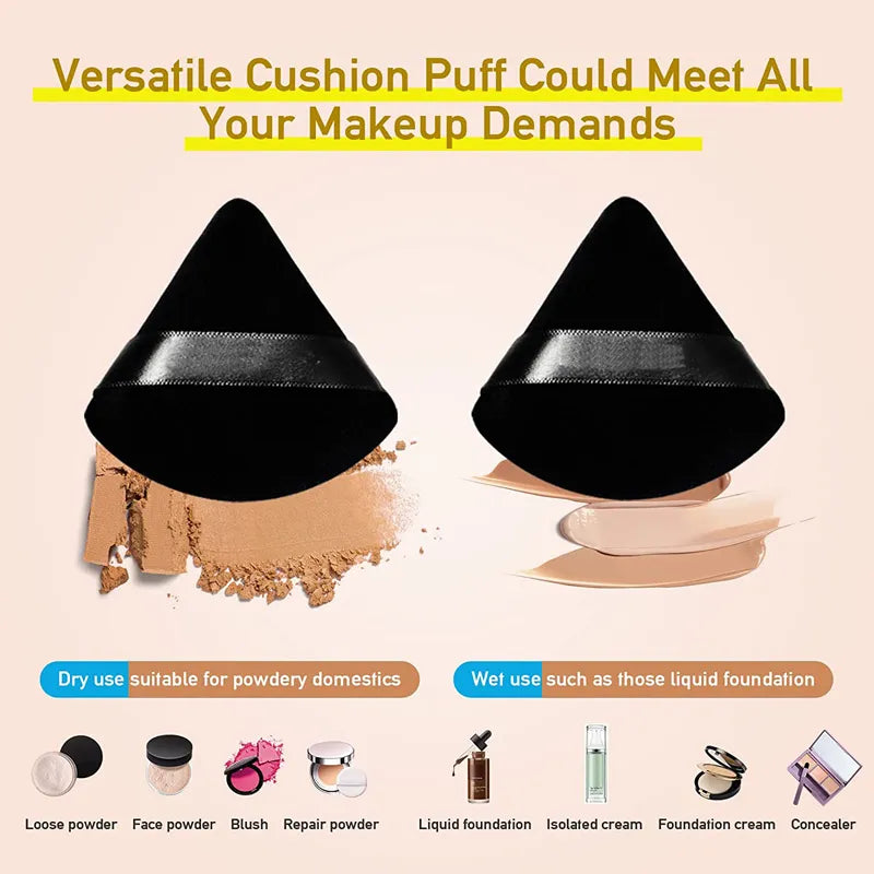 BlackPluss - 6 Pcs Velvet Triangle Powder Puff Make Up Sponges for Face Eyes Contouring Shadow Seal Cosmetic Foundation Makeup Tool